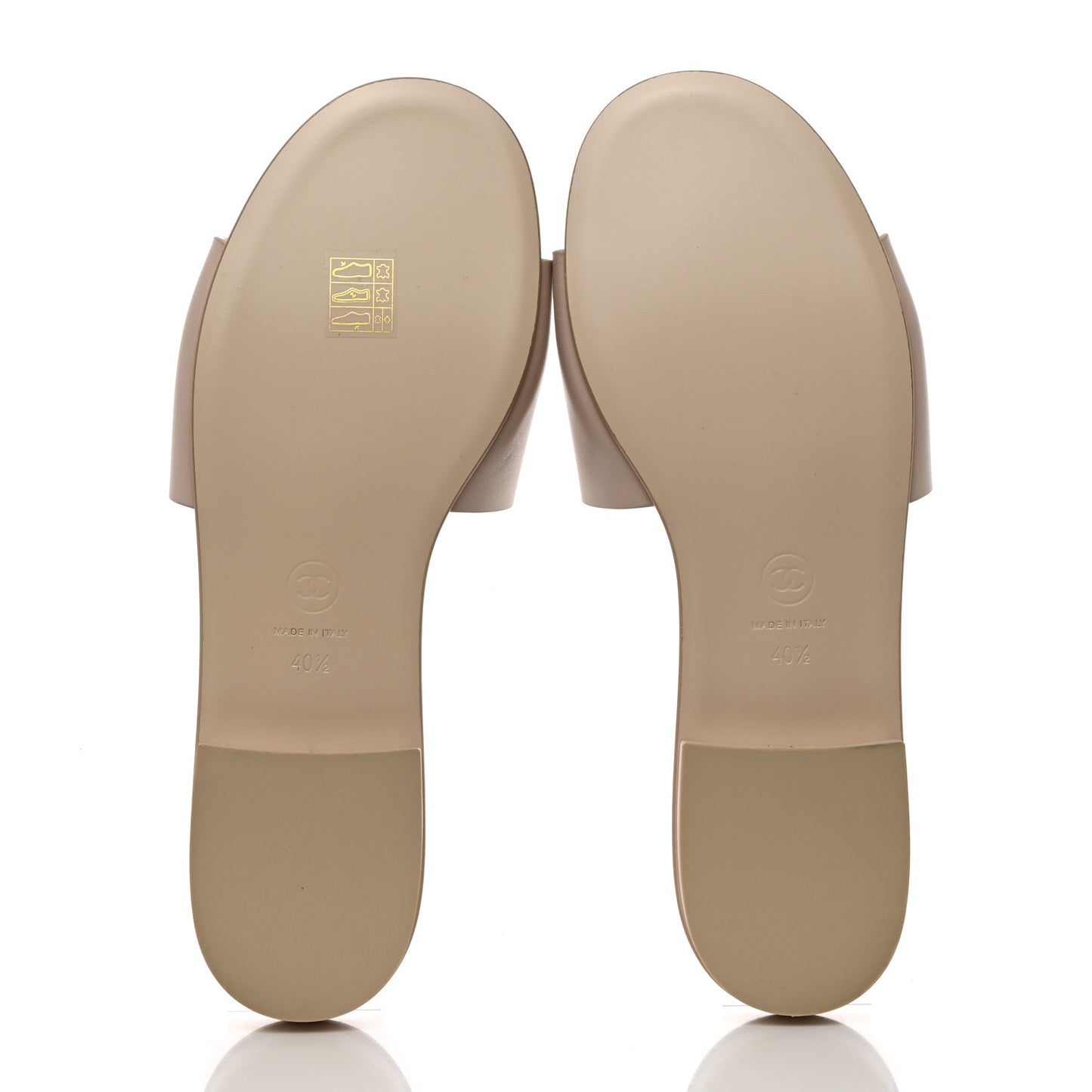 Calfskin Patent Calfskin Logo Mules 40.5 Beige