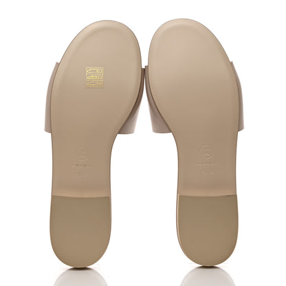 Chanel Calfskin Patent Calfskin Logo Mules 40.5 Beige 6 of 9