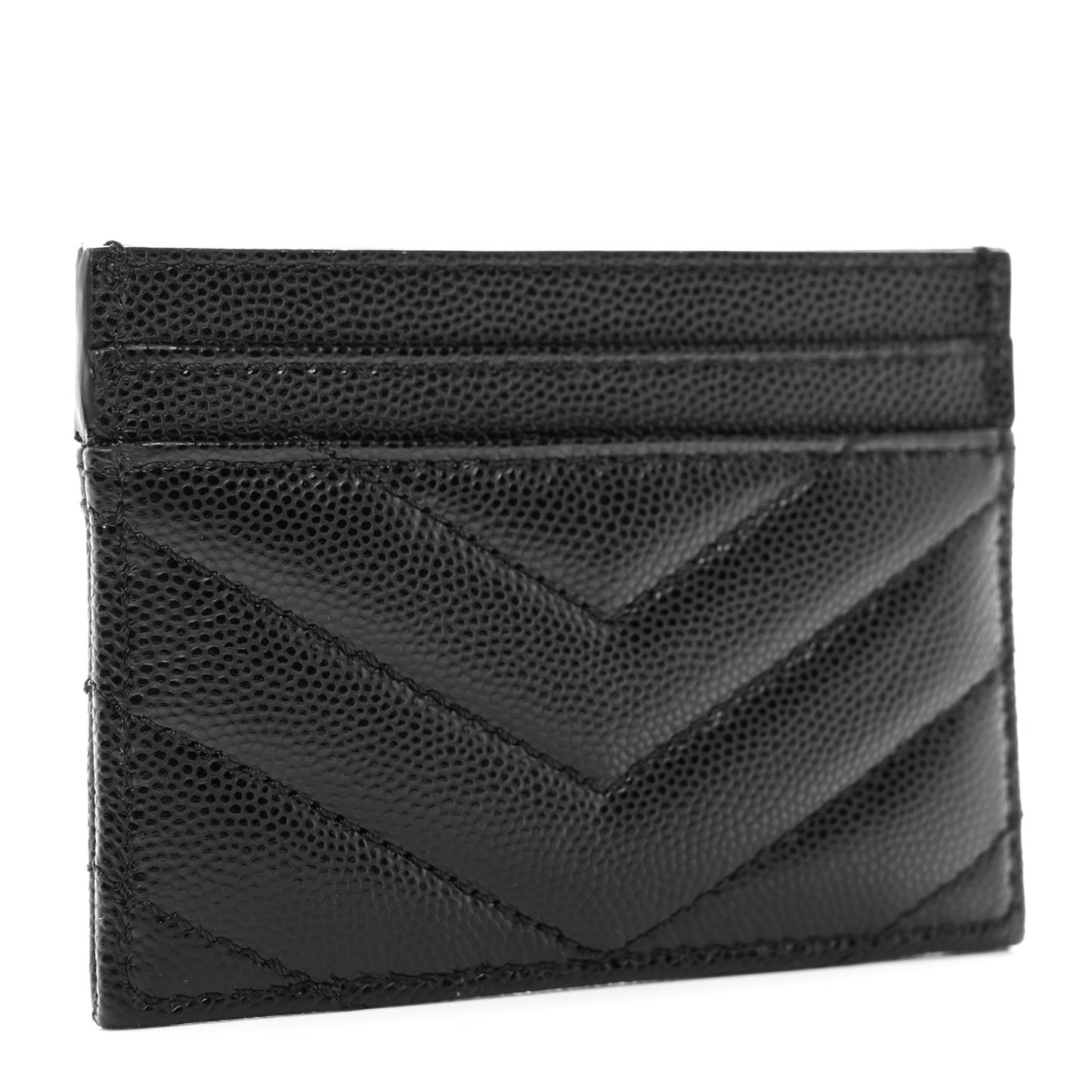 Grain De Poudre Matelasse Chevron Monogram Credit Card Case Black