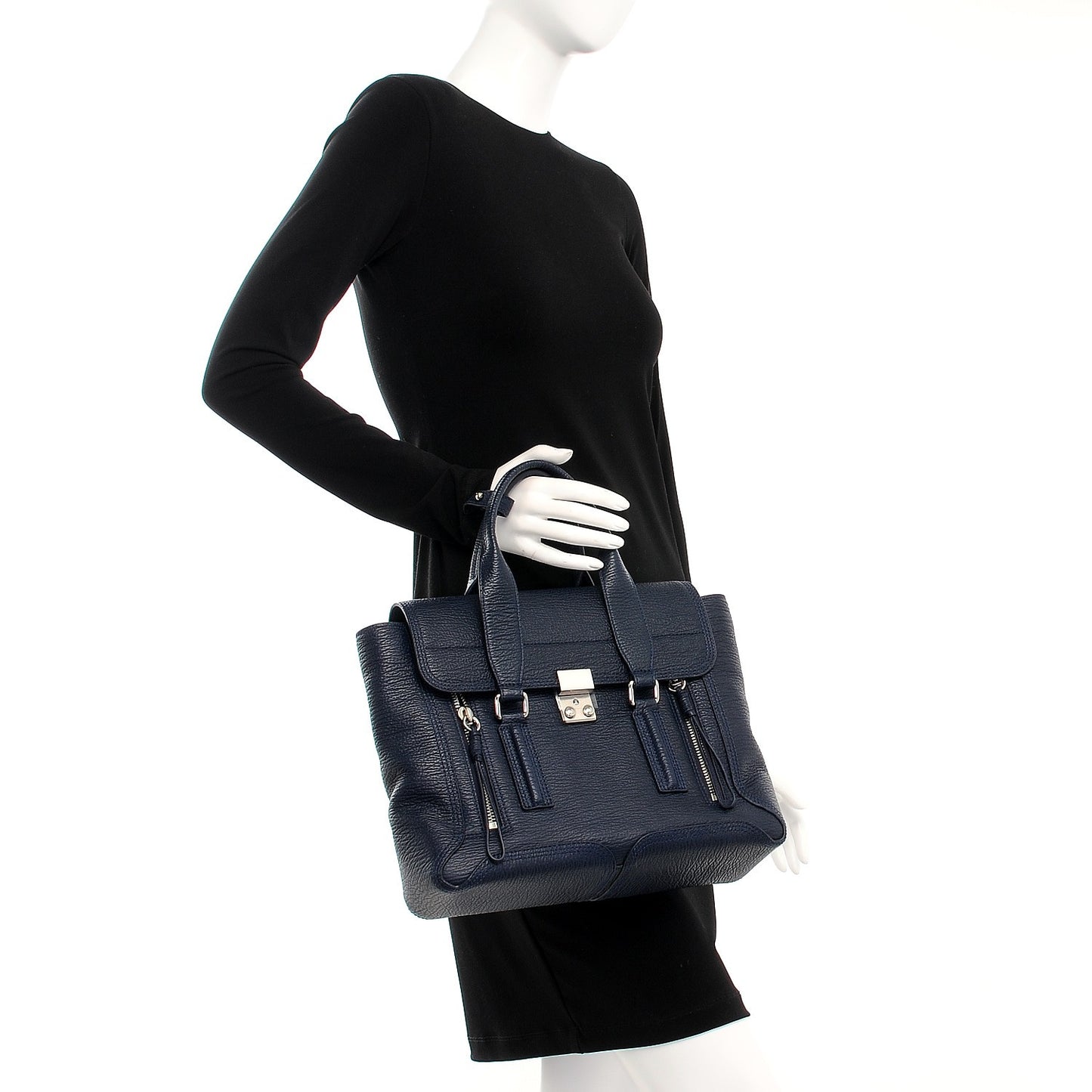 3.1 Textured Calfskin Medium Pashli Satchel Ink