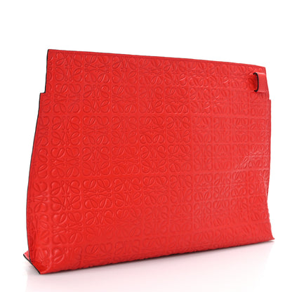 Loewe Calfskin Embossed Repeat T Pouch Red 3 of 8