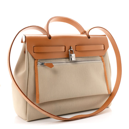 Hermes Toile Militaire Vache Hunter Herbag Zip Retourne PM 31 Beton Naturel Sable 4 of 12