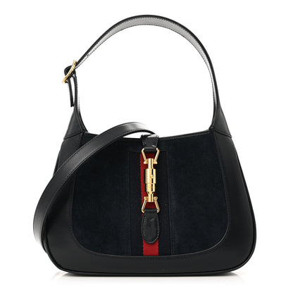 Gucci Suede Boarded Dyana Lux Calfskin Suede Small Jackie 1961 Hobo Navy 1 of 9