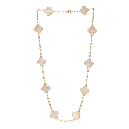 Van Cleef & Arpels 18K Yellow Gold Mother of Pearl 10 Motifs Vintage Alhambra Necklace 3 of 6