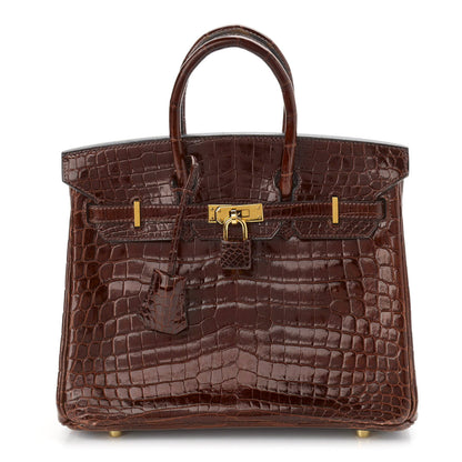 Hermes Shiny Niloticus Crocodile Birkin 25 Miel 1 of 41