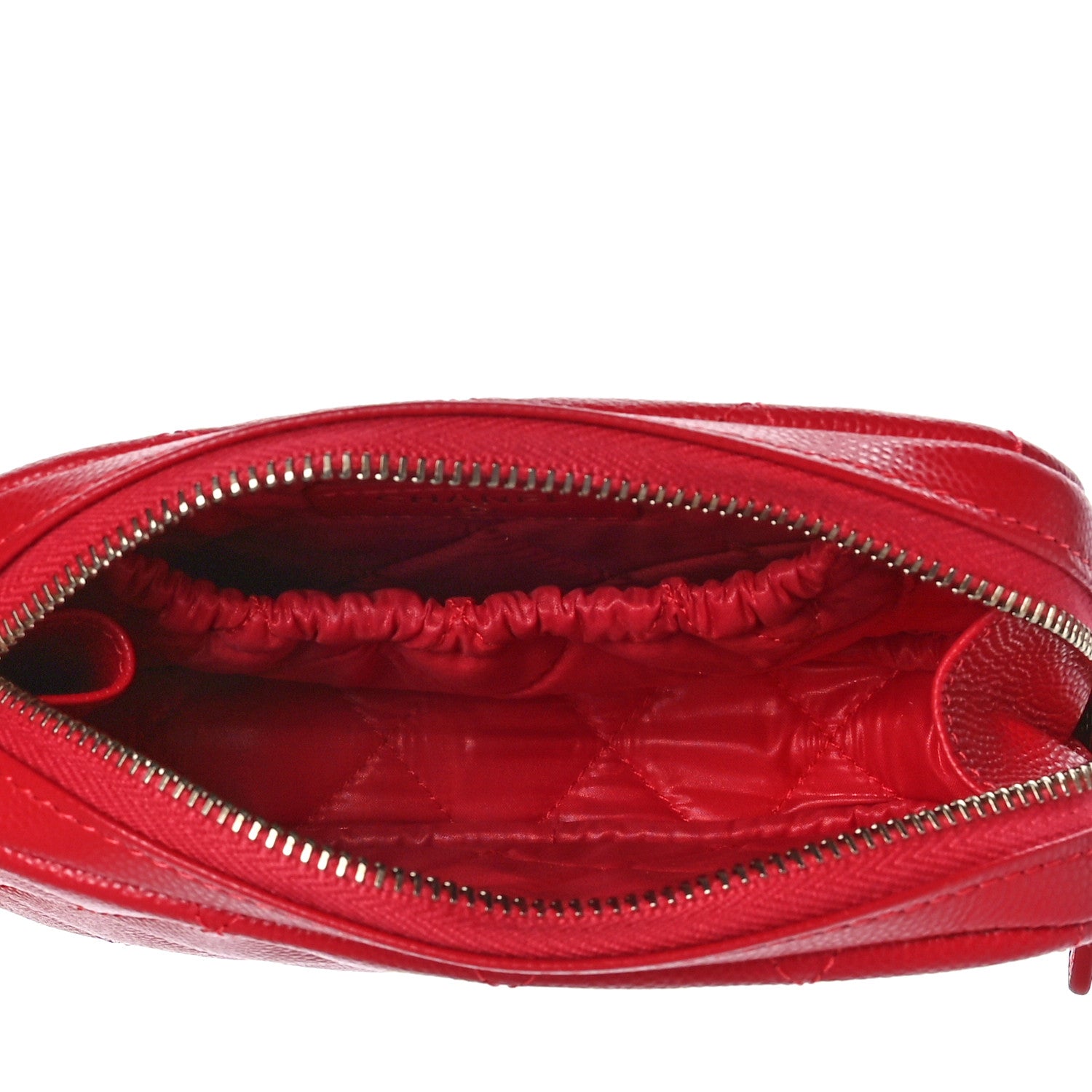 Chanel Caviar Quilted Small Curvy Pouch Cosmetic Case Red 5 of 10
