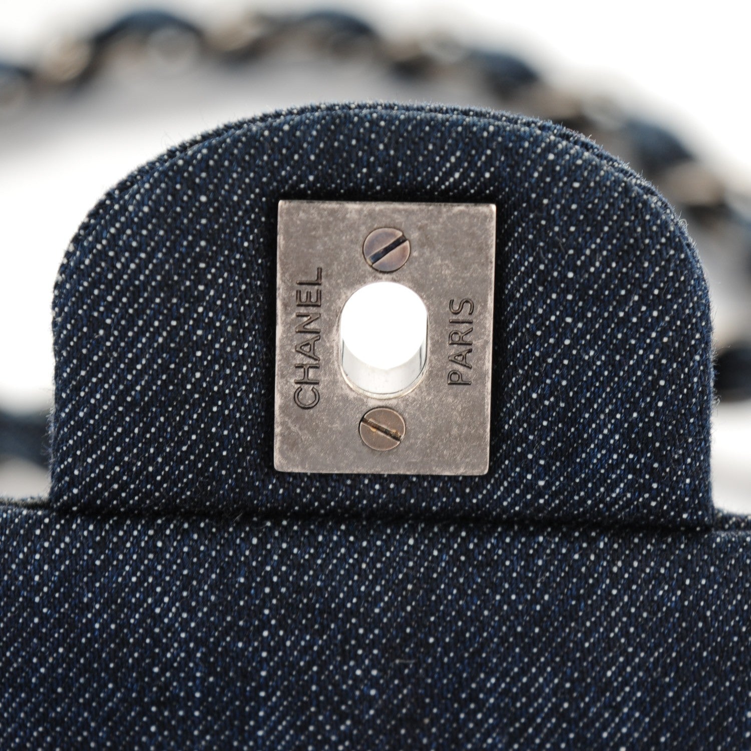 Chanel Denim Embroidered Jumbo Perfume Bottle Flap Blue 5 of 8