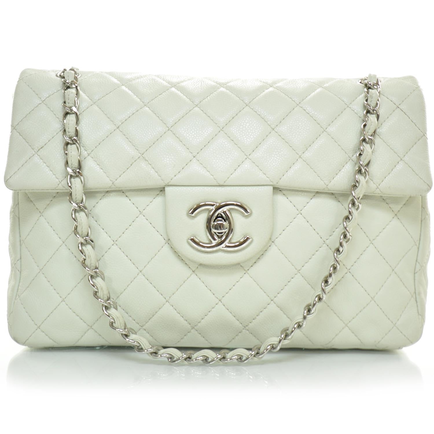 Chanel Washed Caviar Maxi Flap White 1 of 8