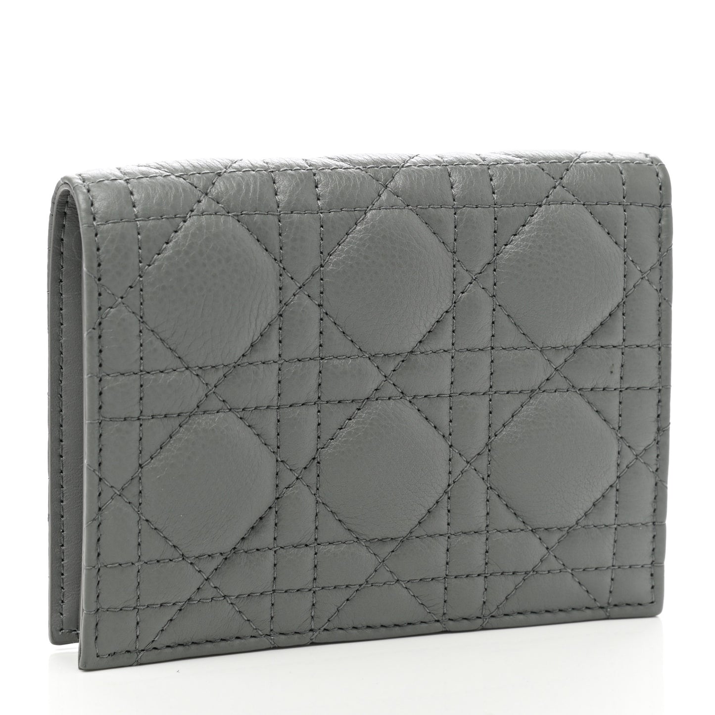 Supple Calfskin Cannage Caro Slim Wallet Grey