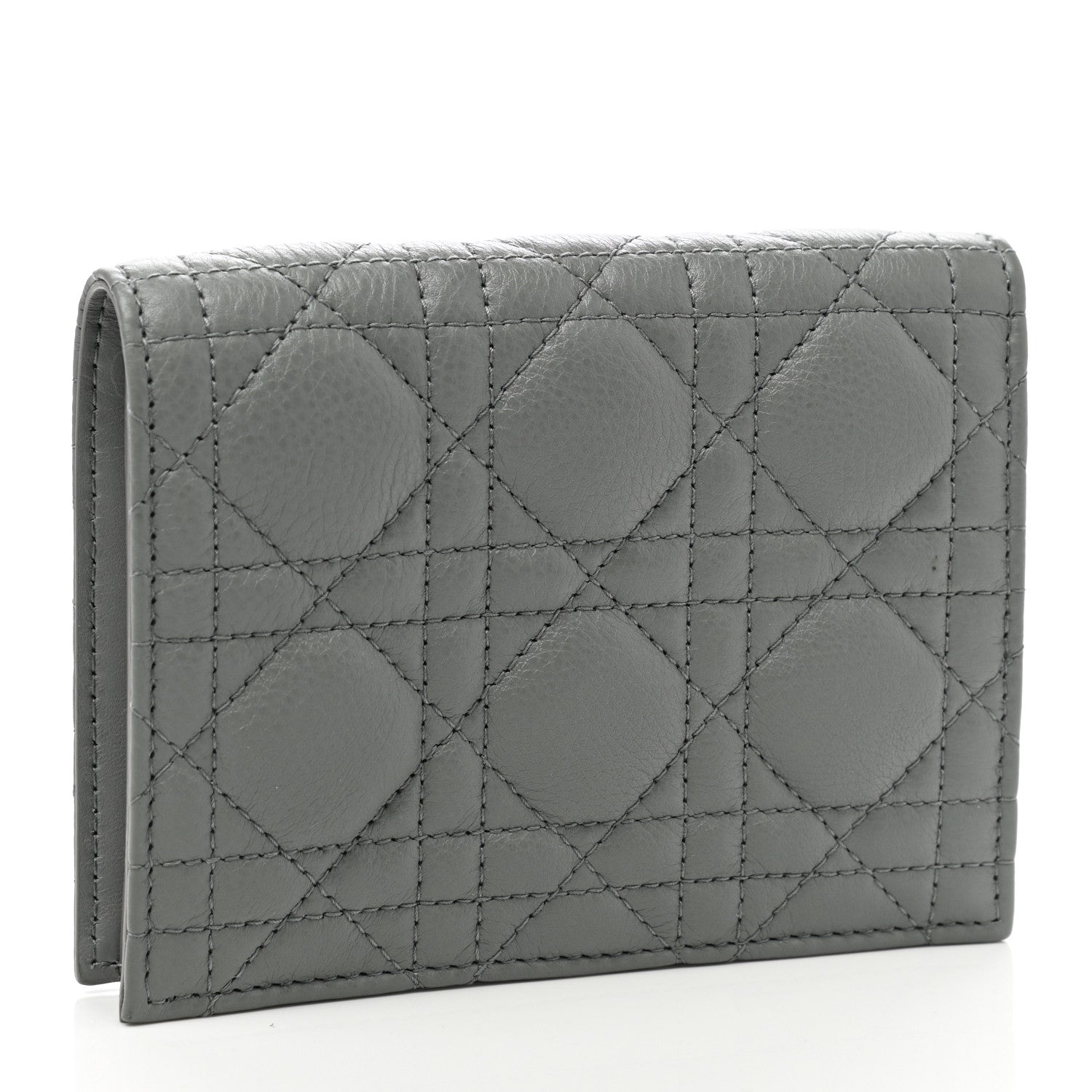 Christian Dior Supple Calfskin Cannage Caro Slim Wallet Grey 3 of 8