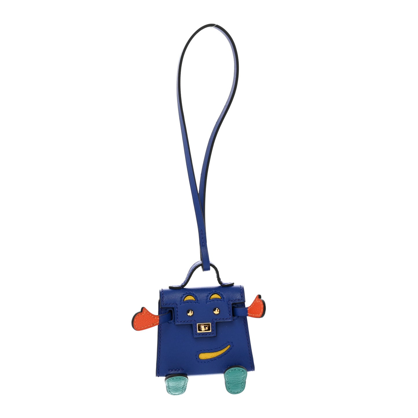 Tadelakt Chevre Mysore Kelly Quelle Idole Bag Charm Bleu Electrique Feu