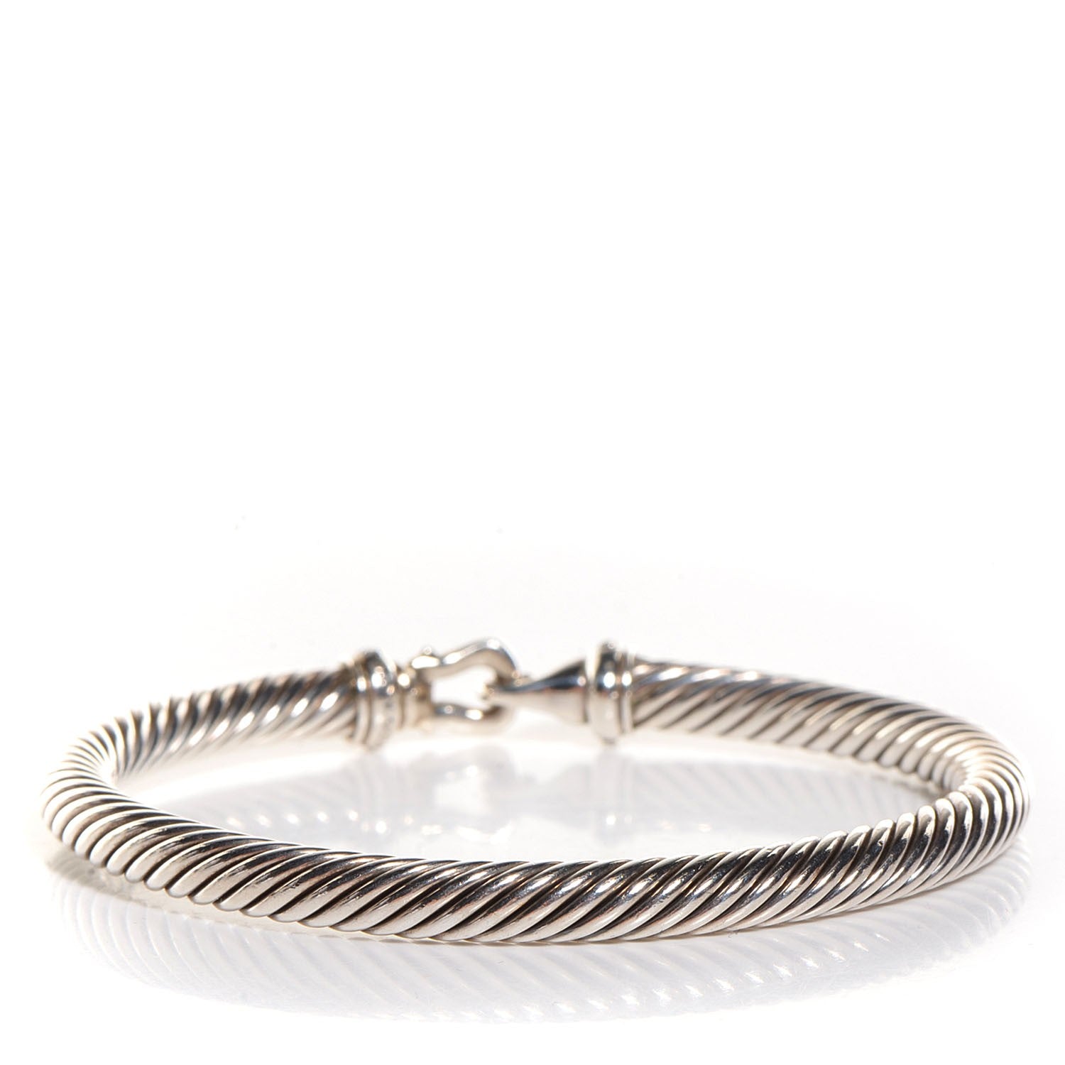 David Yurman Sterling Silver Diamond 5mm Cable Buckle Bracelet 3 of 5