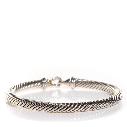 David Yurman Sterling Silver Diamond 5mm Cable Buckle Bracelet 3 of 5