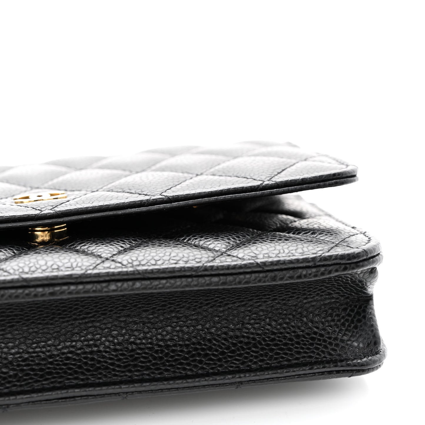 Caviar Quilted Wallet on Chain WOC Black