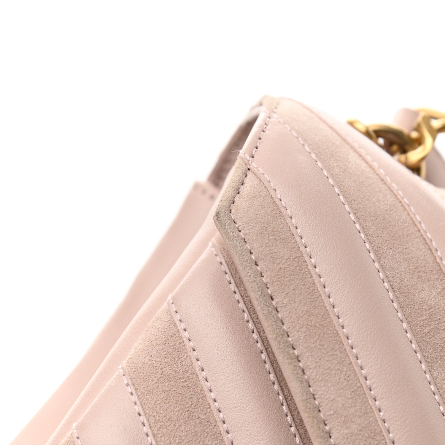 Saint Laurent Calfskin Suede Matelasse Chevron Medium Monogram College Bag Rose Poudre 13 of 15