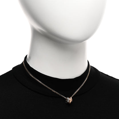 Cartier 18K White Pink Gold Diamond Three Ring LOVE Pendant Necklace 2 of 5