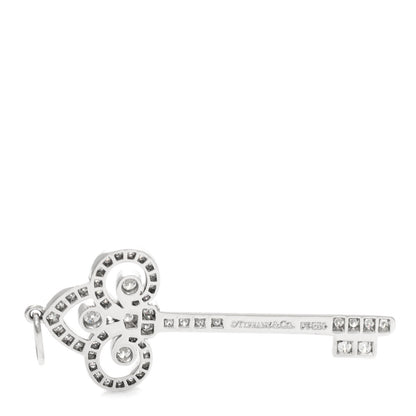 Tiffany Platinum Diamond .41ct Fleur De Lis Key Pendant 3 of 4