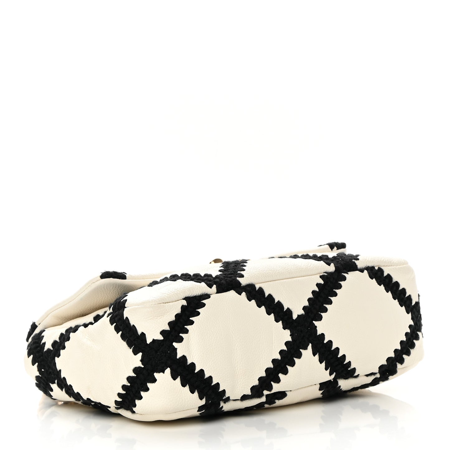 Calfskin Crochet Medium Chanel 19 Flap White Black