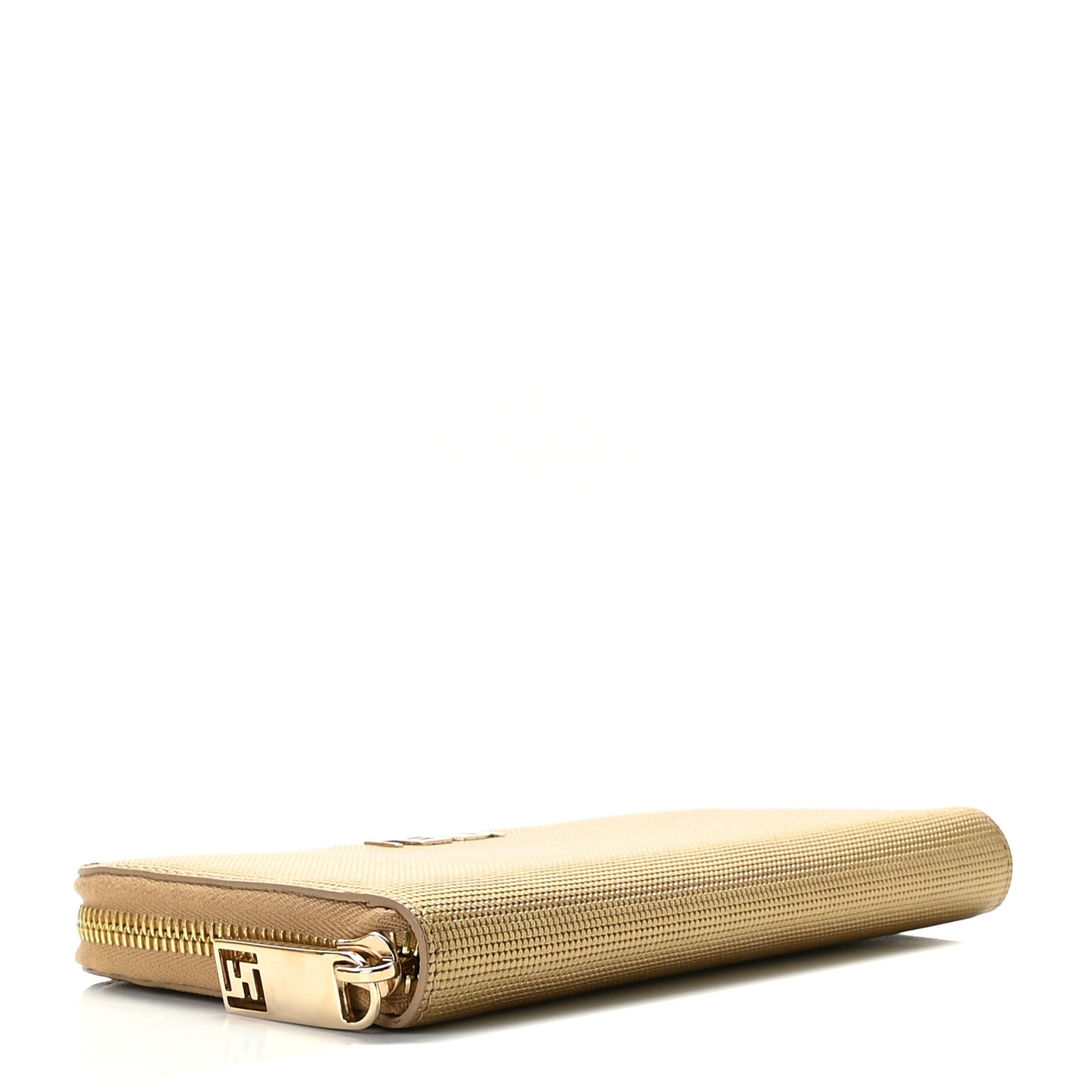 Vitello Birkin Logo Zip Around Wallet Gold