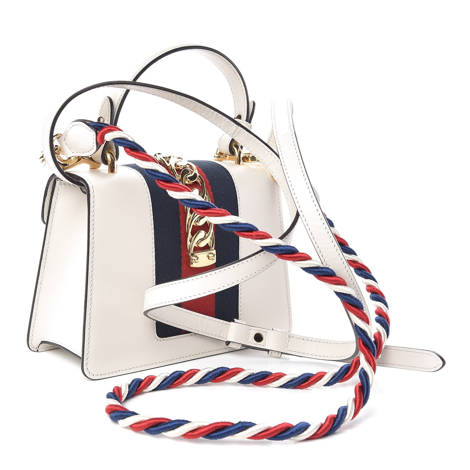 Gucci Calfskin Mini Sylvie Top Handle Bag White 4 of 12