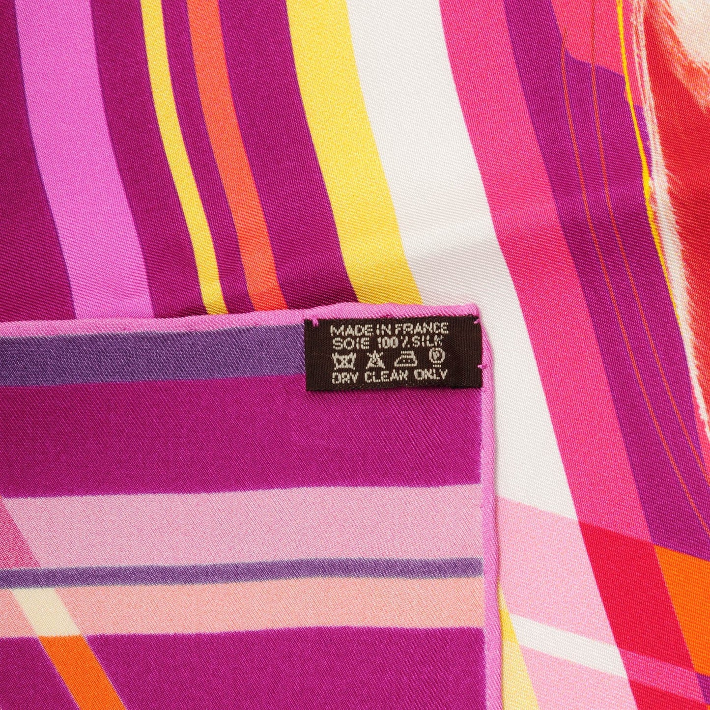 Silk Photo Finish Scarf 90 Fuchsia Orange Jaune Vif