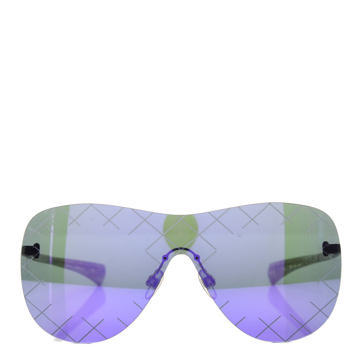Chanel Acetate Shield Runway Sunglasses 71158 Silver Purple 2 of 9