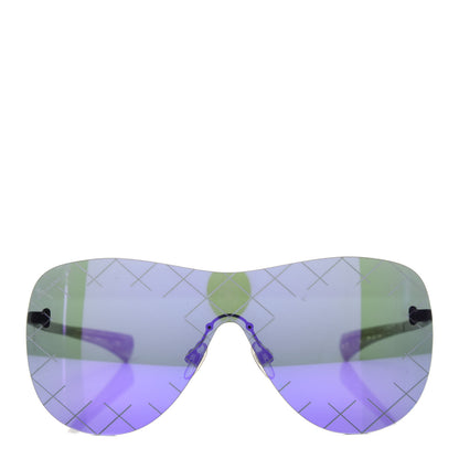 Chanel Acetate Shield Runway Sunglasses 71158 Silver Purple 2 of 9