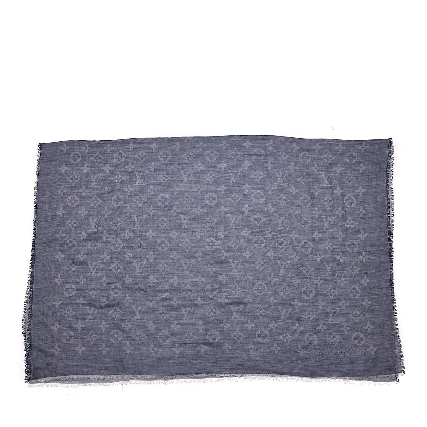 Wool Cotton Silk Daily Monogram Stole Denim