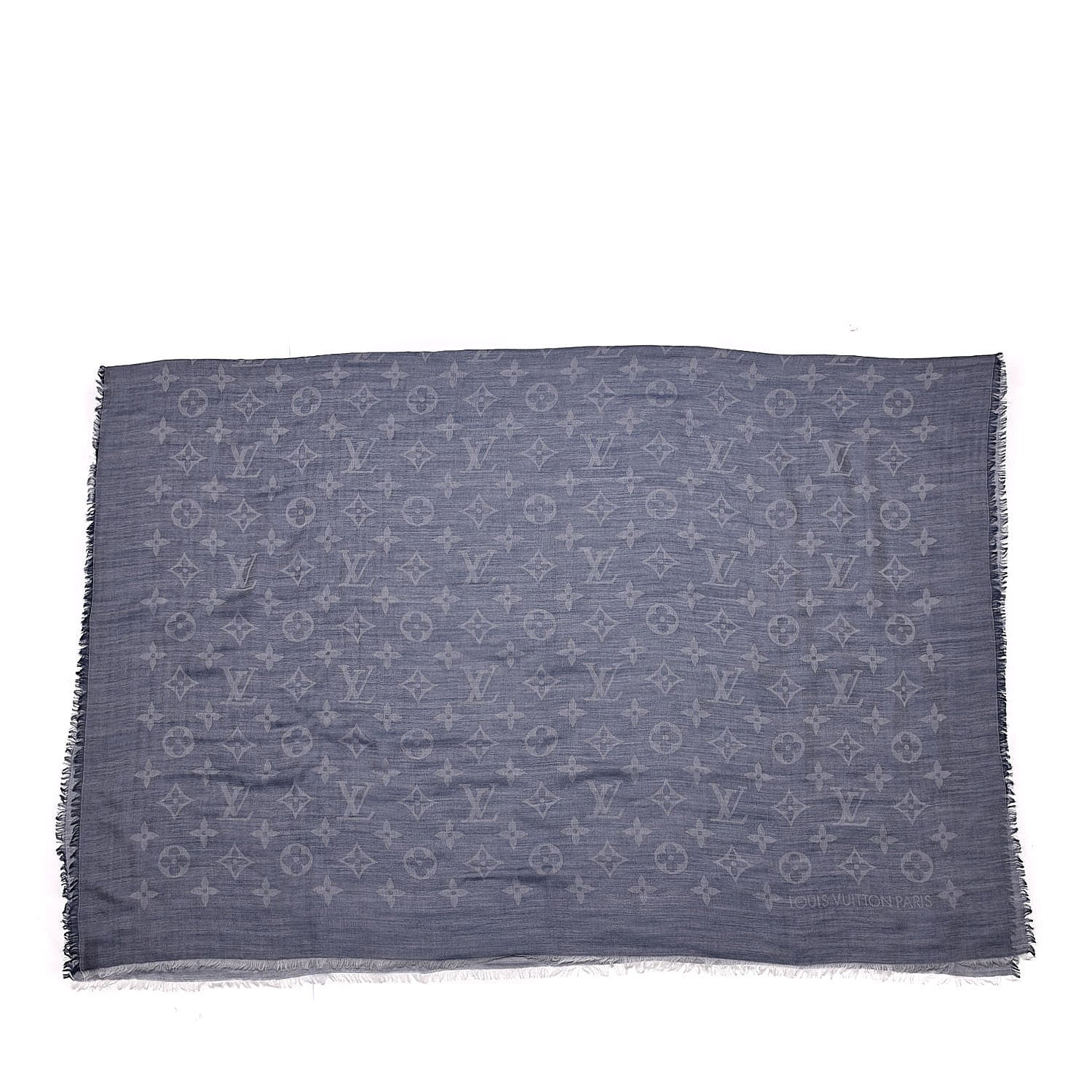 Louis Vuitton Wool Cotton Silk Daily Monogram Stole Denim 3 of 5