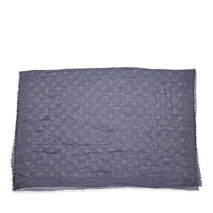 Louis Vuitton Wool Cotton Silk Daily Monogram Stole Denim 3 of 5