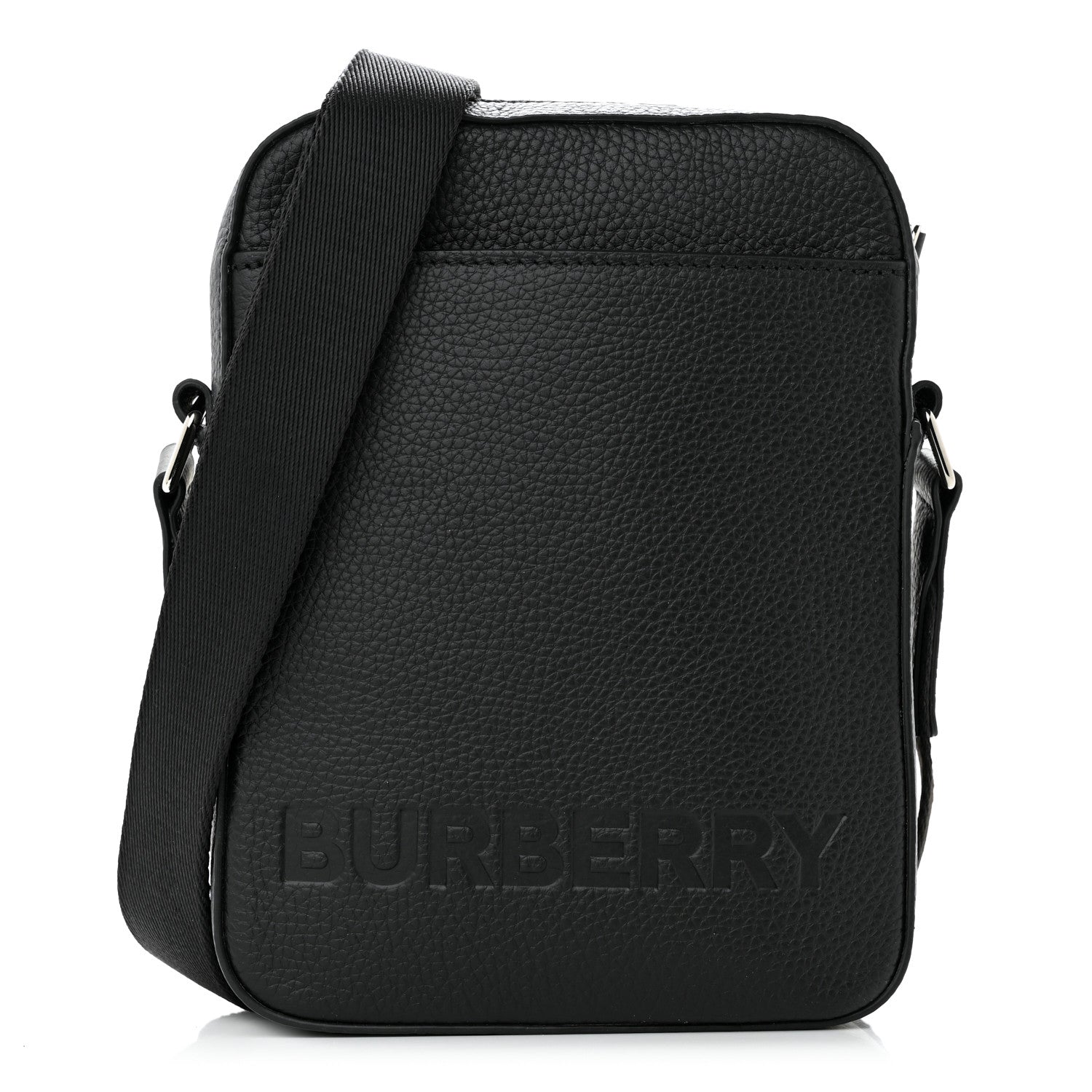 Burberry Pebbled Calfskin Logo Embossed Thornton Messenger Bag Black 1 of 13