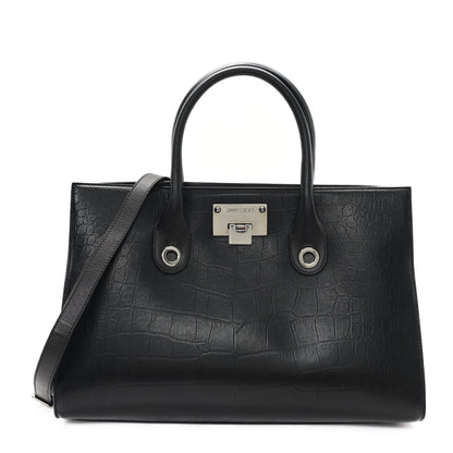 Jimmy Choo Crocodile Embossed Calfskin Riley Tote Black 1 of 10