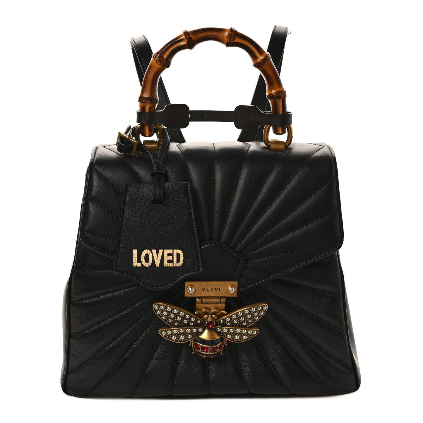Calfskin Bamboo Trapuntata Queen Margaret Backpack Black