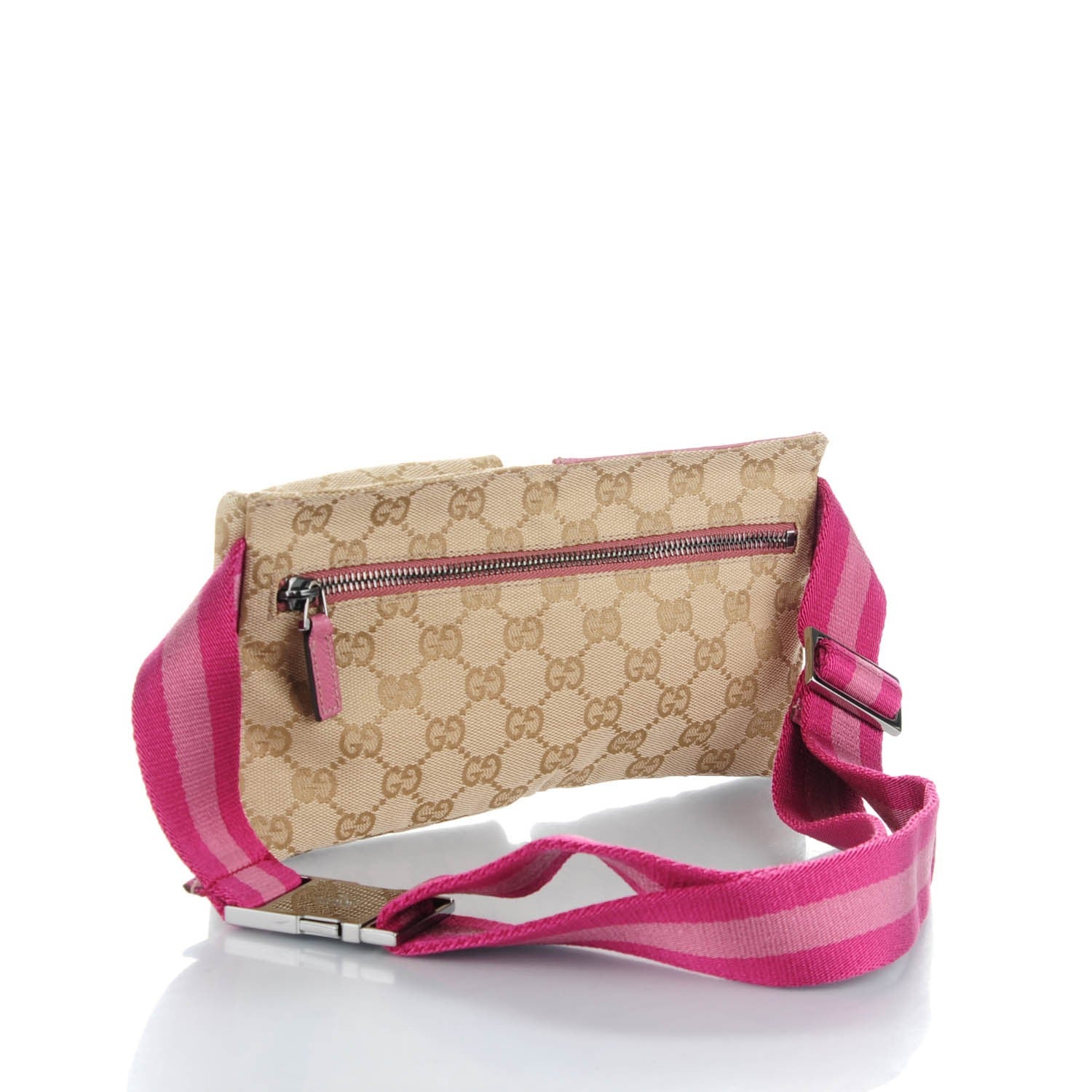Gucci GG Monogram Web Double Pocket Belt Bag Pink 3 of 7