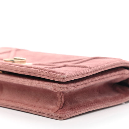Christian Dior Velvet Diorama Wallet on Chain Pouch Pink 10 of 11
