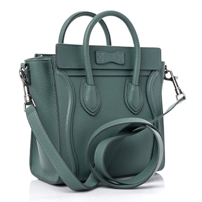 Celine Drummed Calfskin Nano Luggage Celadon 3 of 7