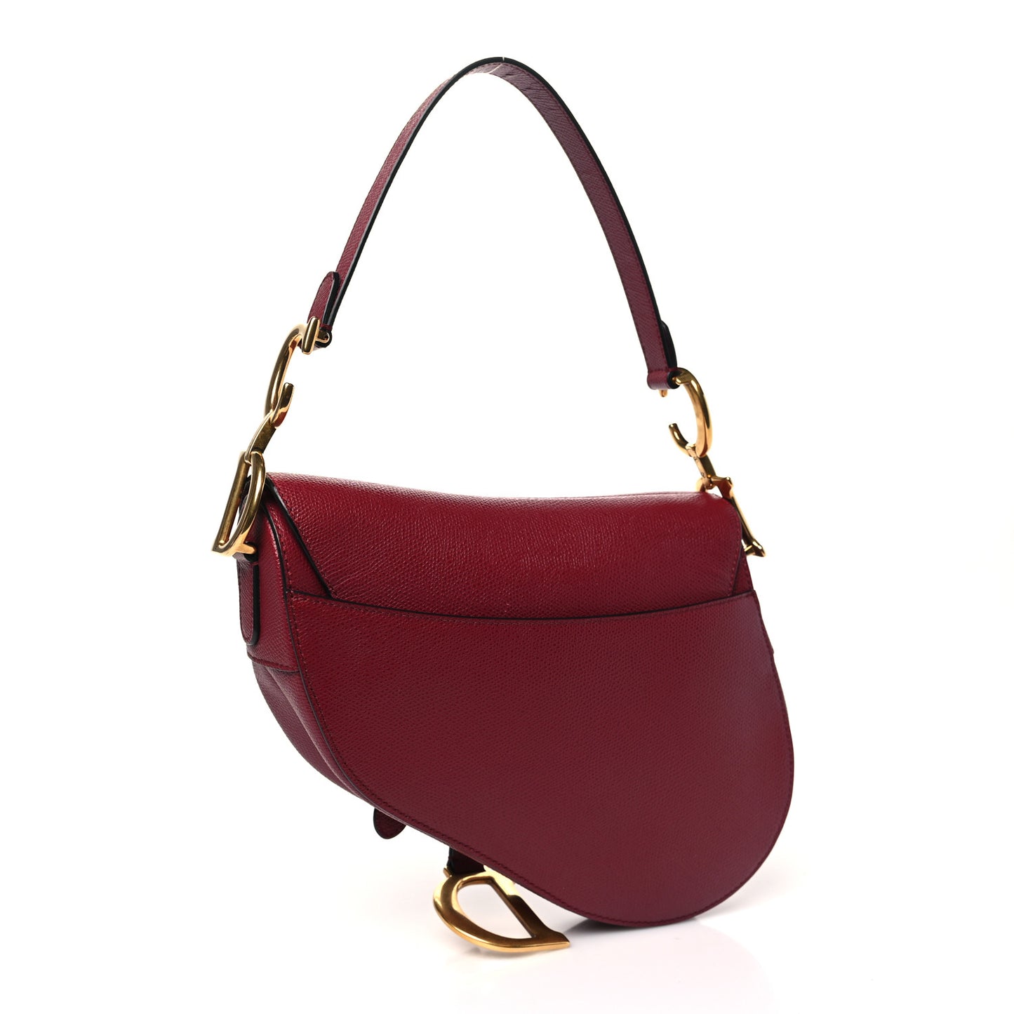 Grained Calfskin Saddle Bag Red