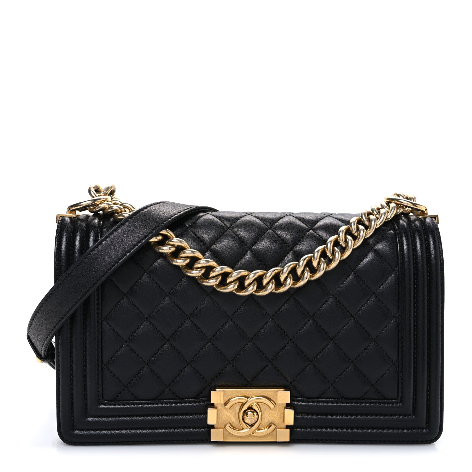 Chanel Lambskin Quilted Medium Boy Flap Black 1 of 10
