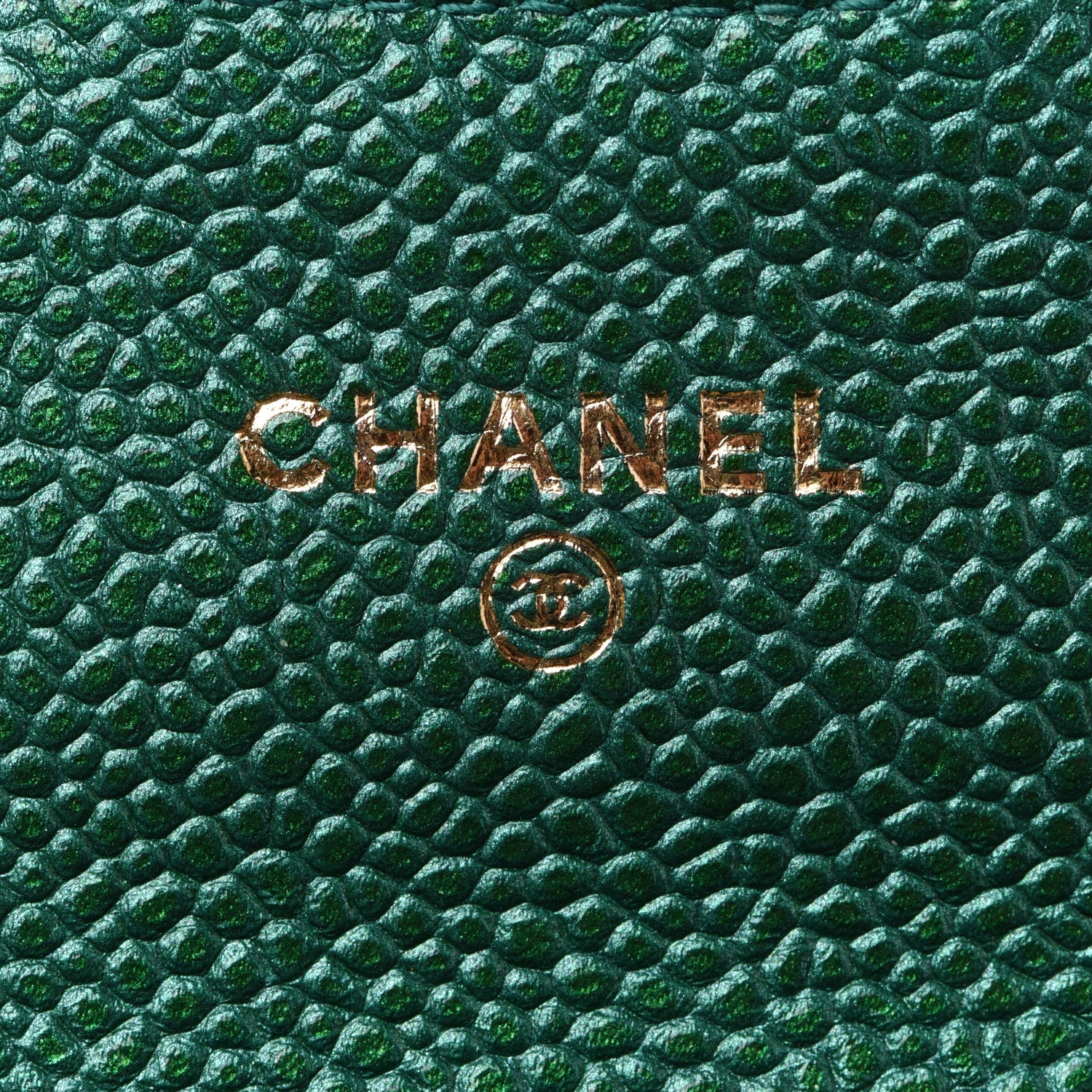 Chanel Metallic Caviar Quilted Card Holder Green 6 of 9