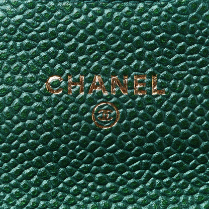 Chanel Metallic Caviar Quilted Card Holder Green 6 of 9