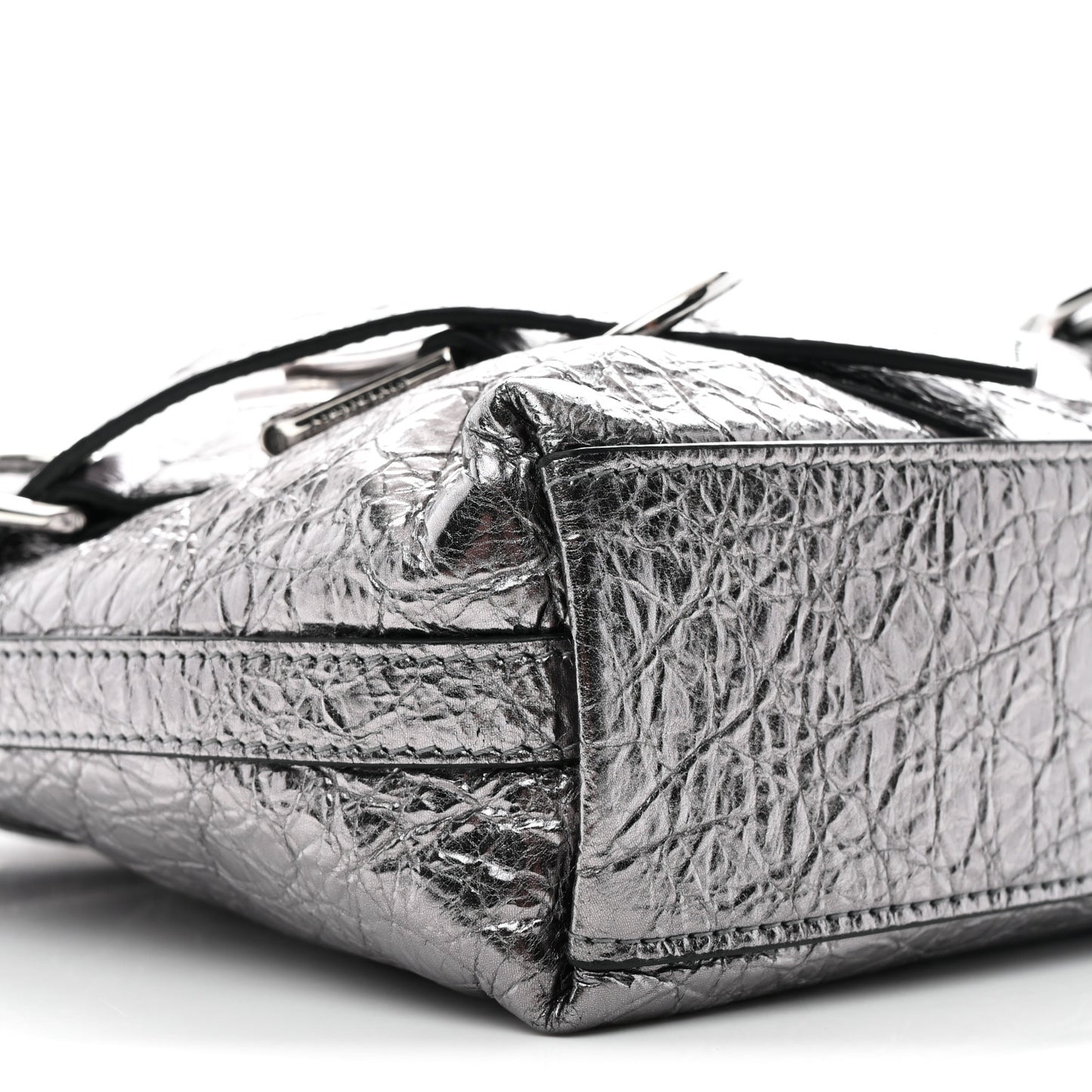 Metallic Calfskin Small Voyou Bag Silver