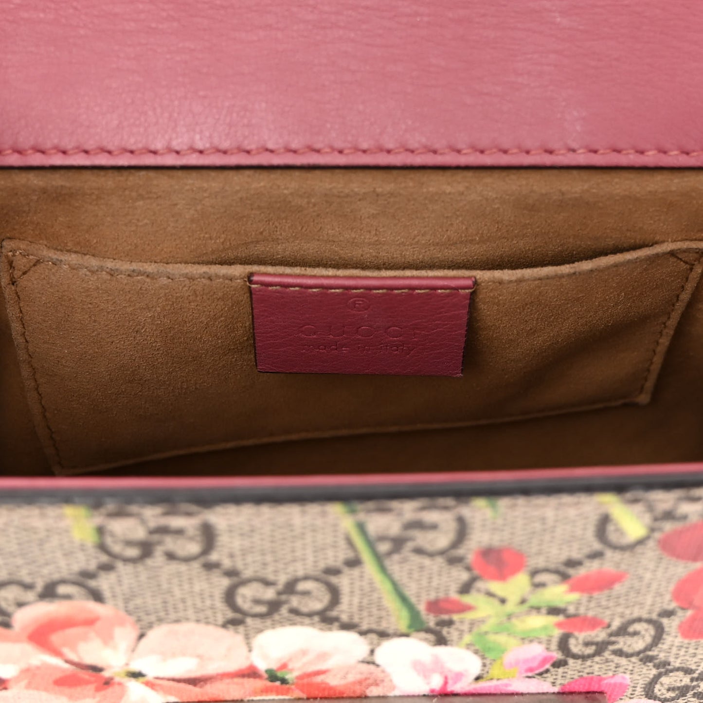 GG Supreme Monogram Blooms Small Padlock Shoulder Bag Beige Multicolor Dry Rose