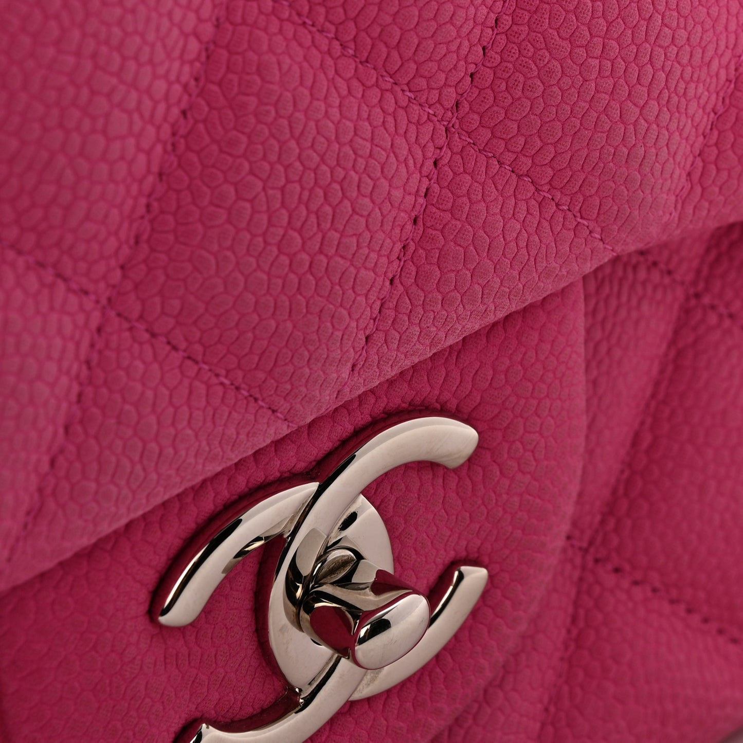 Iridescent Caviar Quilted Maxi Double Flap Hot Pink
