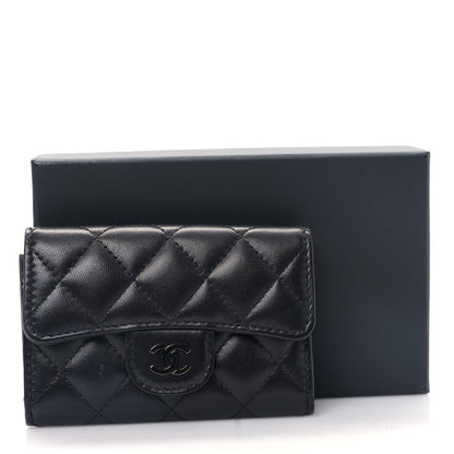 Chanel Lambskin Quilted Flap Card Holder Wallet So Black 11 of 11