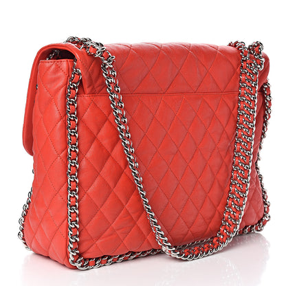 Chanel Washed Lambskin Quilted Maxi Chain Around Flap Red 3 of 12
