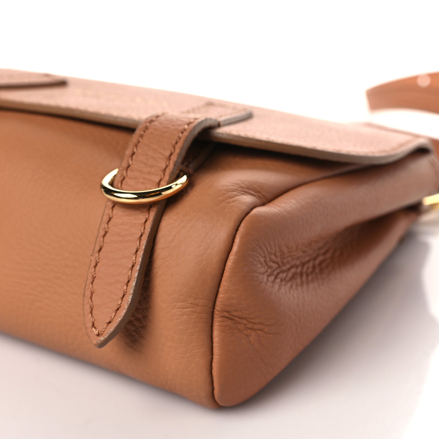 Soft Grain Calfskin Studded Baby Bridle Saddle Bag Camel