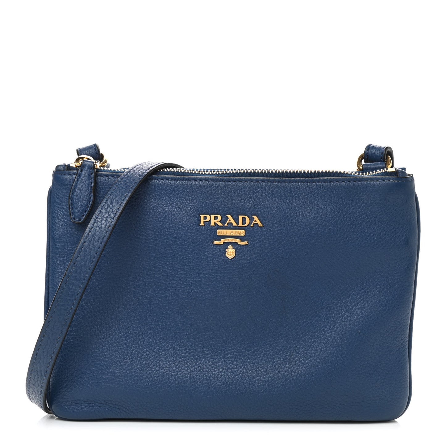 Vitello Phenix Double Zip Crossbody Bag Baltico