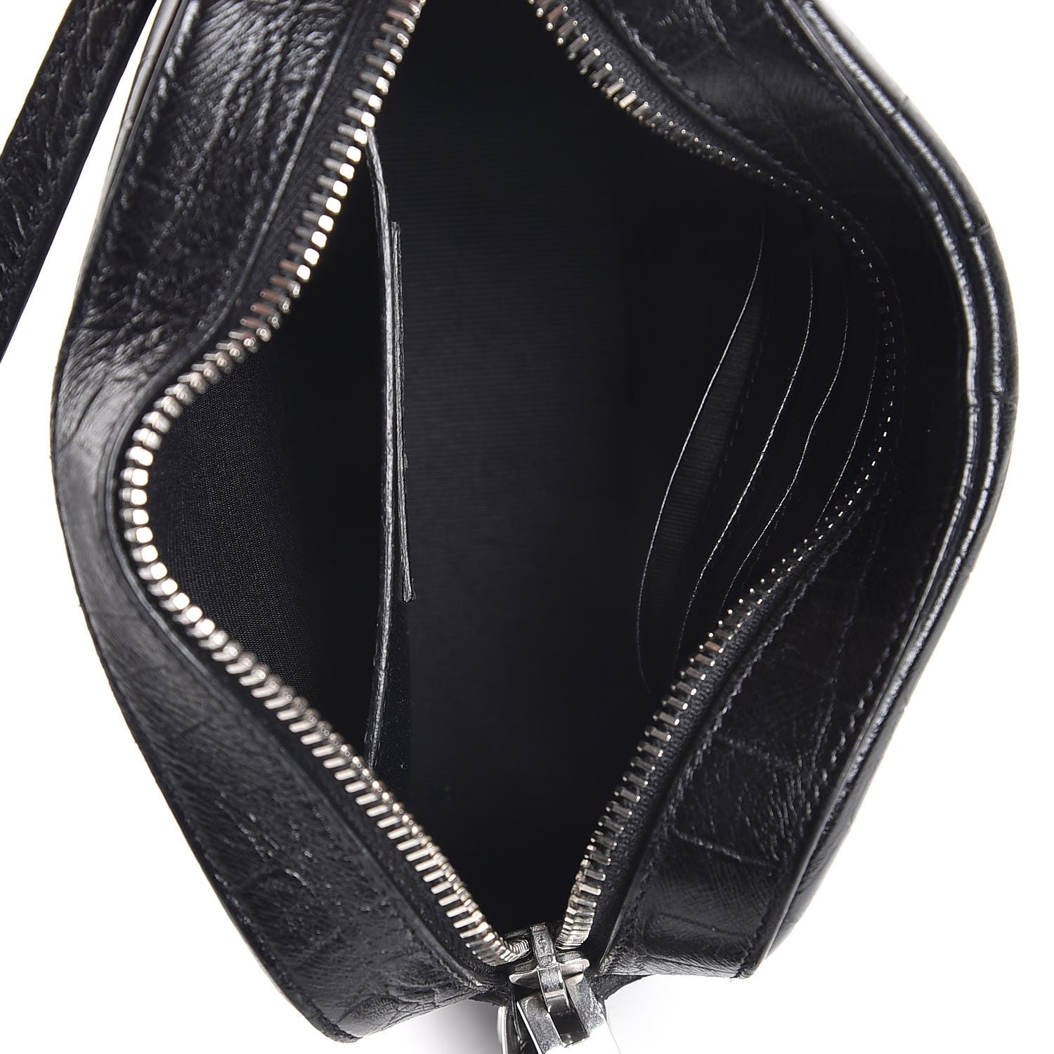 Saint Laurent Calfskin Crocodile Embossed Small Classic Monogram Camera Bag Black 5 of 8