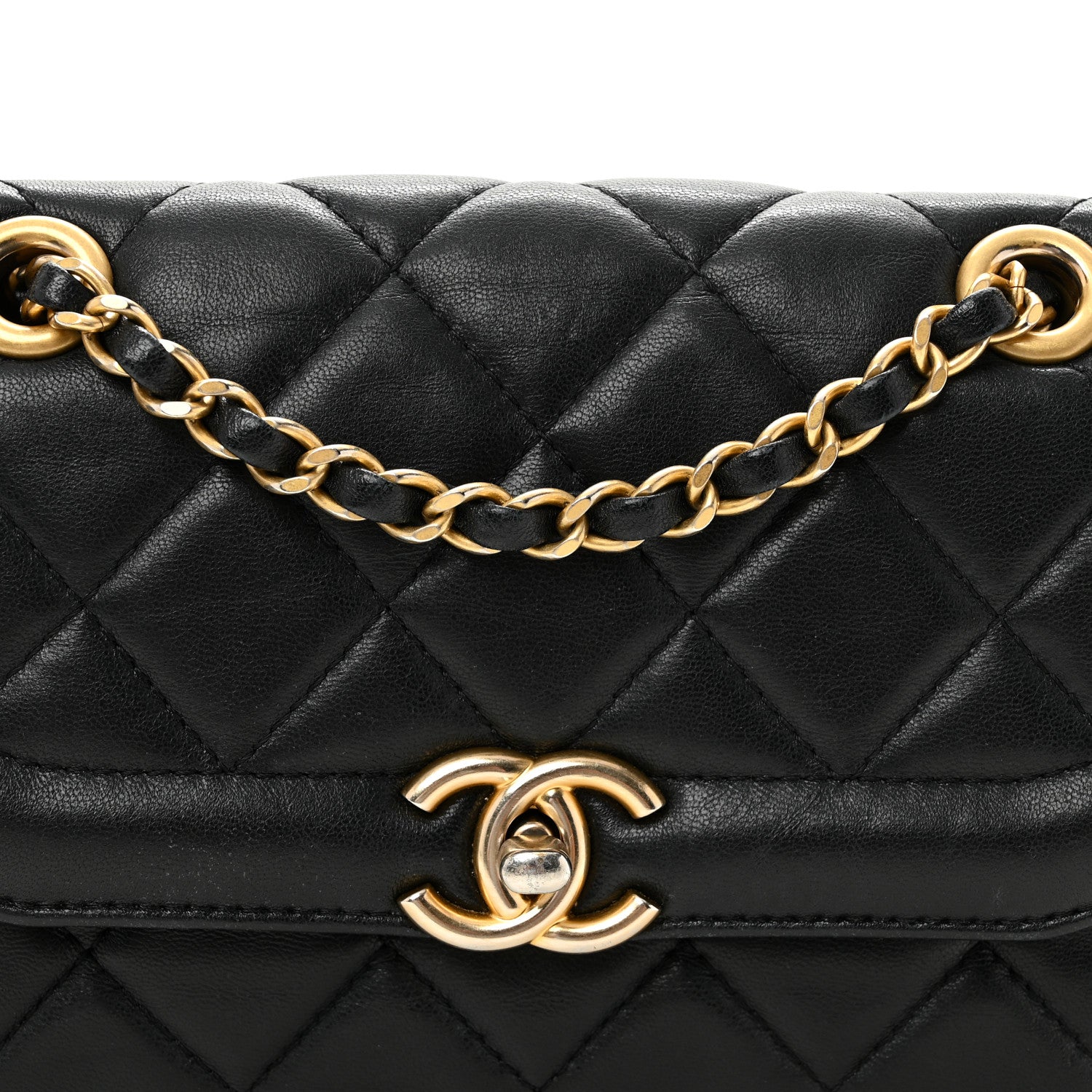 Chanel Shiny Lambskin Quilted Small Single Flap Black 1882264