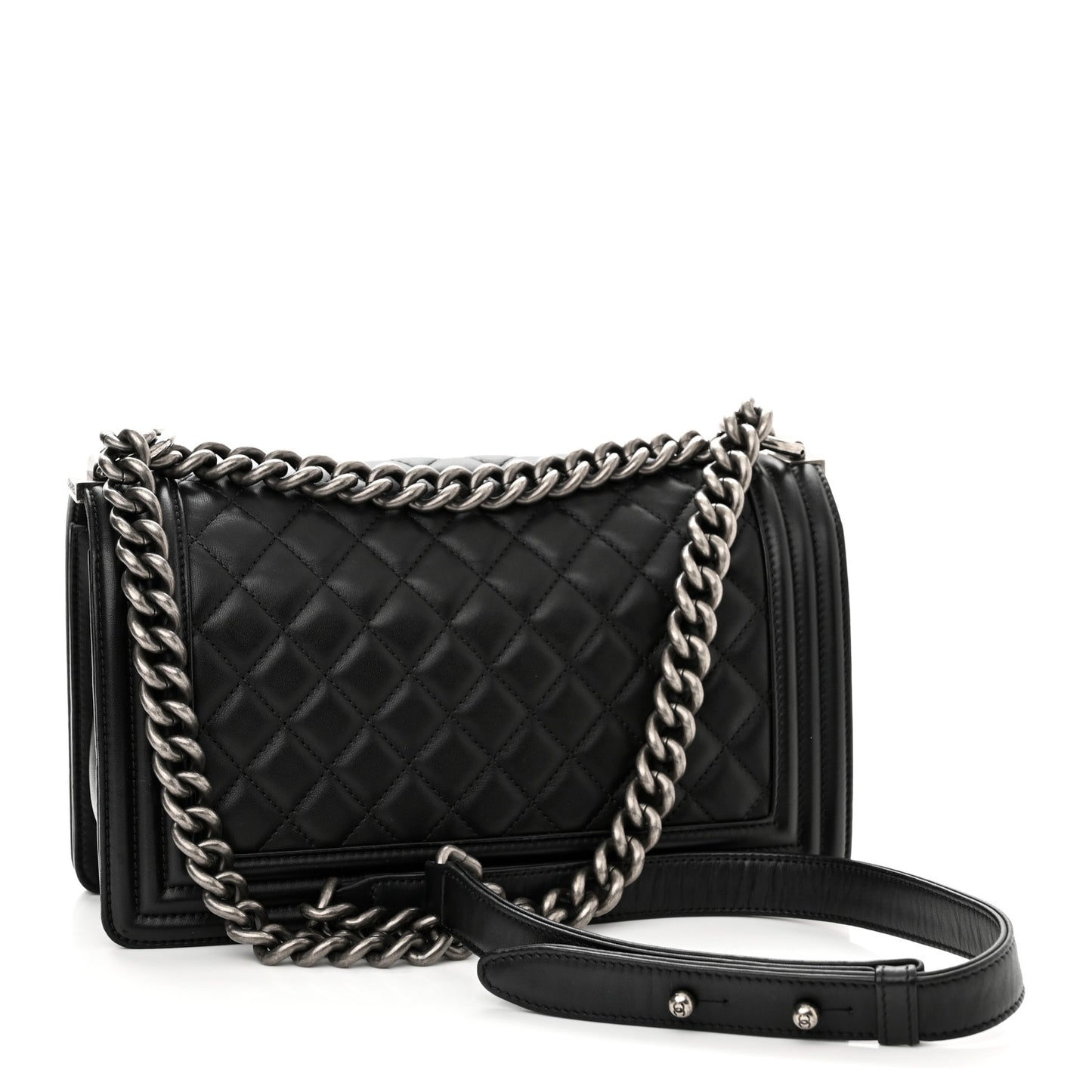 Lambskin Quilted Medium Boy Flap Black